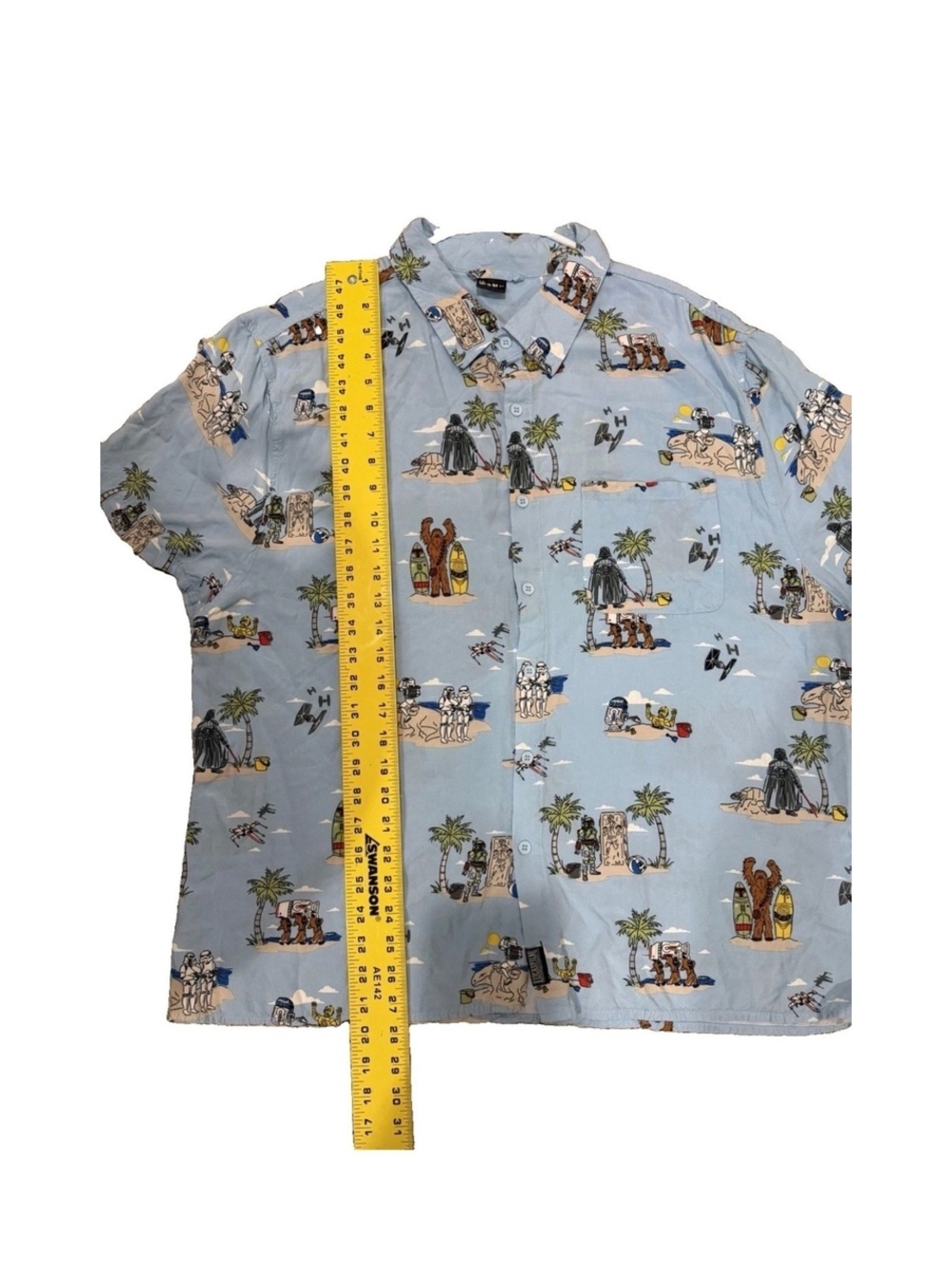 Star Wars Lucasfilm 2XL Hawaiian Button Up Shirt Blue Vacation - Picture 10 of 11